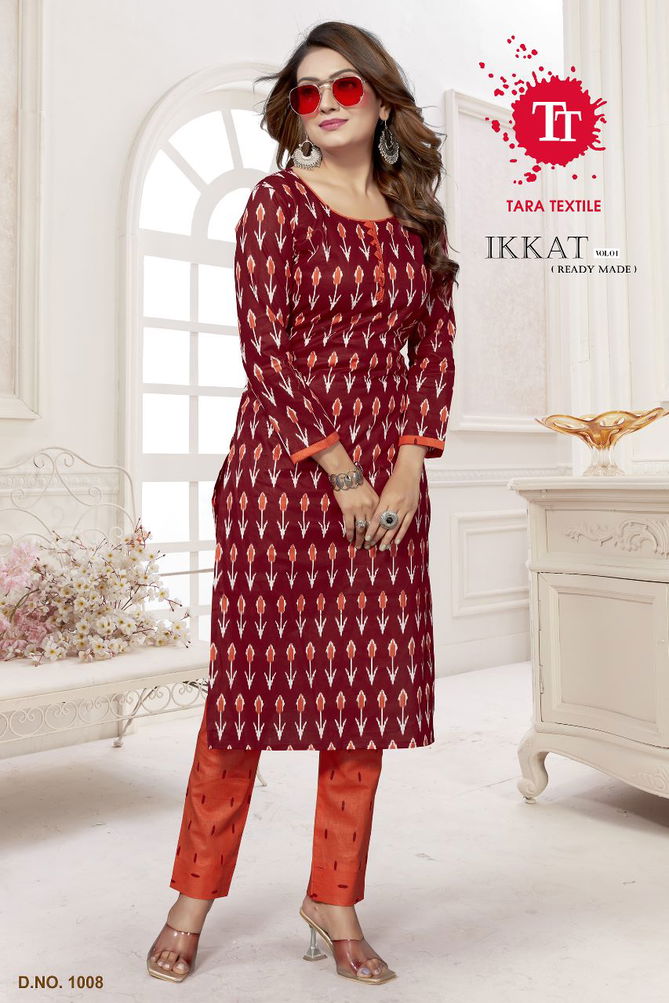 Ikkat Vol 1 By Tara Cotton Printed Kurti With Bottom Wholesale Shop In Surat
